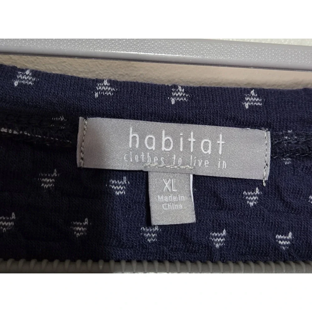 HABITAT Women's Asymmetrical Striped 3/4 Sleeve Top XL Navy Blue Gray Nautical - Picture 3 of 12